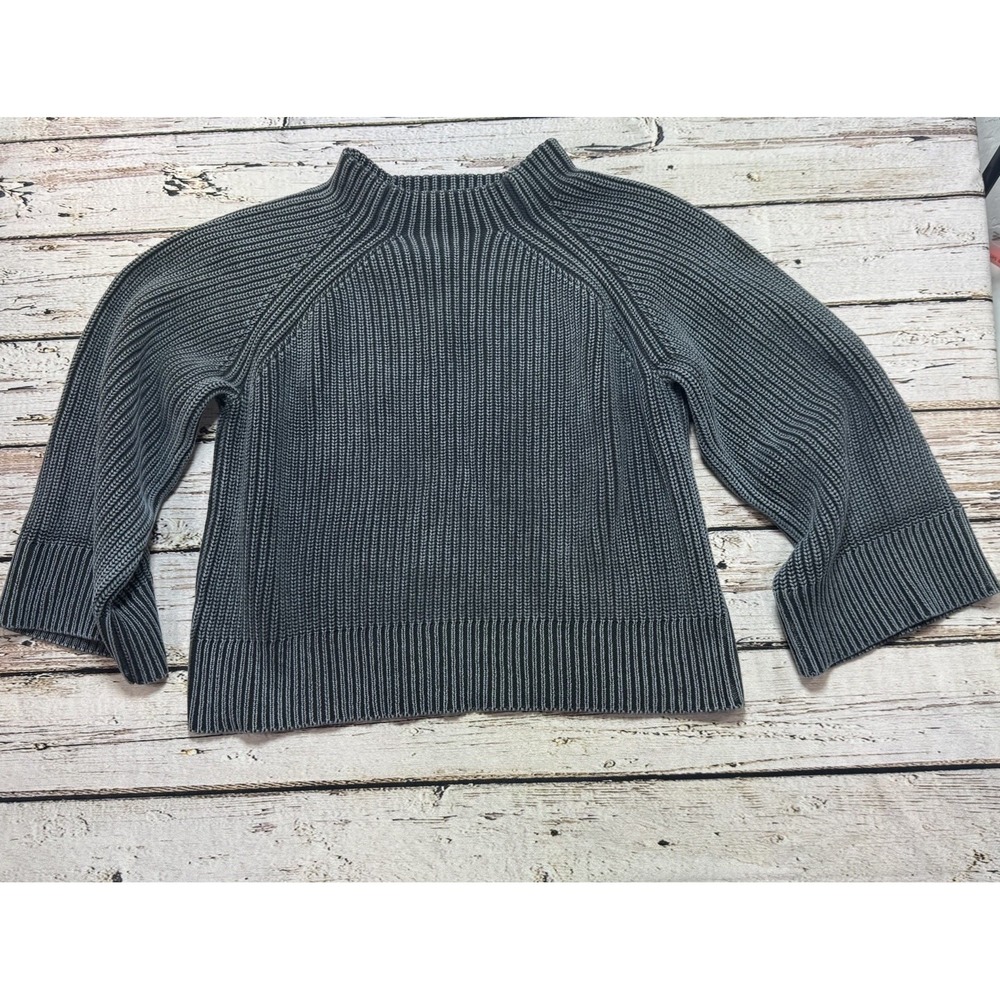Demylee New York Washed 100% Cotton Ribbed Sweater Gray Size Medium